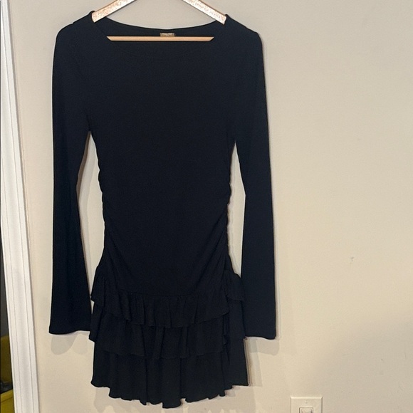 Free People Freeest Good Feels Ruffle Long-Sleeve Mini Dress $70 Still online - Picture 4 of 10